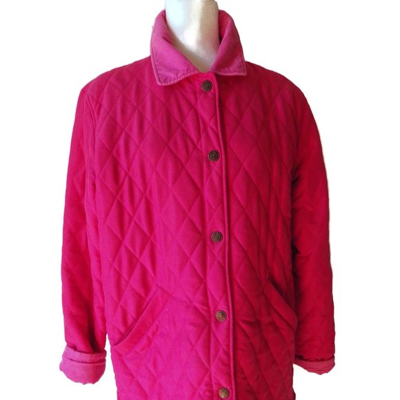 Lilly Pulitzer Barn Coat/ Quilted/ Pink Corduroy Trim/ Size 10 - Picture 1 of 7